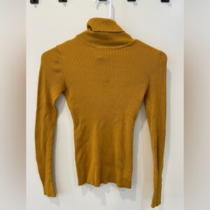 Mustard yellow ribbed bodycon turtleneck